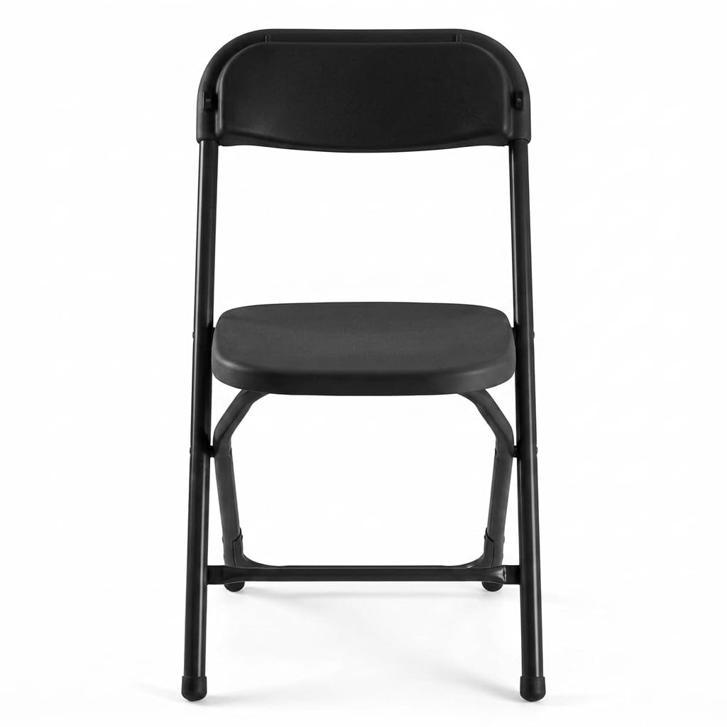 Folding Chairs Set of 10, 330lbs Heavy Duty Plastic Stackable Chairs, Portable Foldable Indoor Outdoor Chairs for Party, Camping, Patio & Events, Black N64128