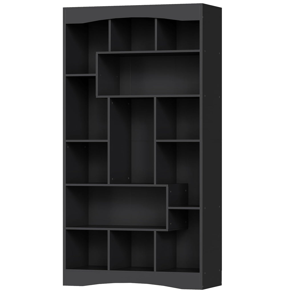 6-Tier Black Bookshelf with Open Shelves O40166