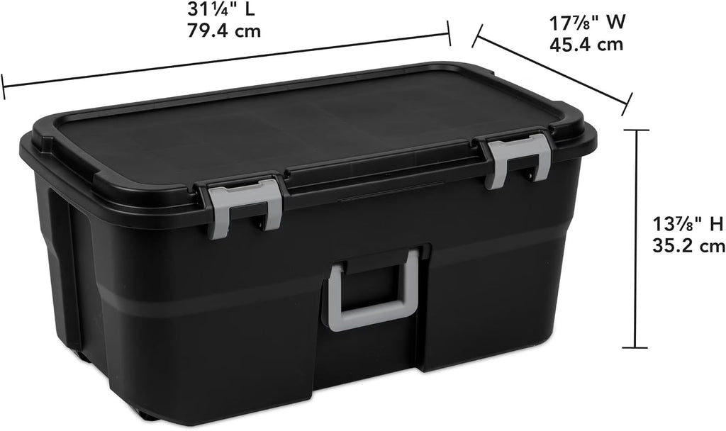 22 Gallon Lockable Black Plastic Storage Trunk V9882