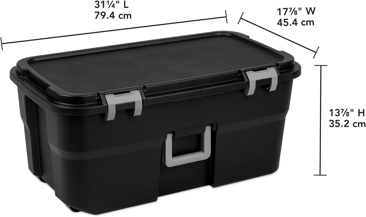22 Gallon Lockable Black Plastic Storage Trunk V9882