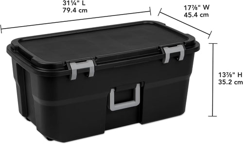 22 Gallon Lockable Black Plastic Storage Trunk V9882