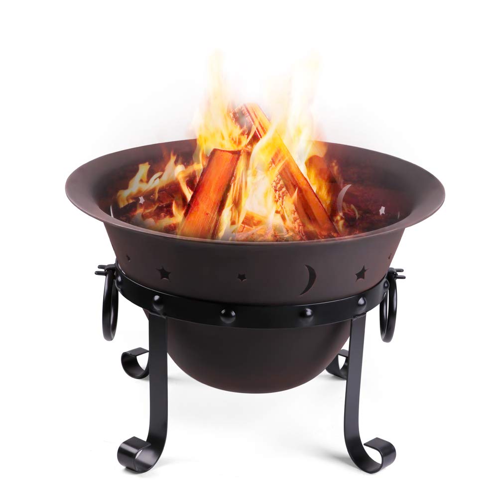 Cast Iron Round Fire Pit with Mesh Screen & Poker R326