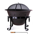 Cast Iron Round Fire Pit with Mesh Screen & Poker R326
