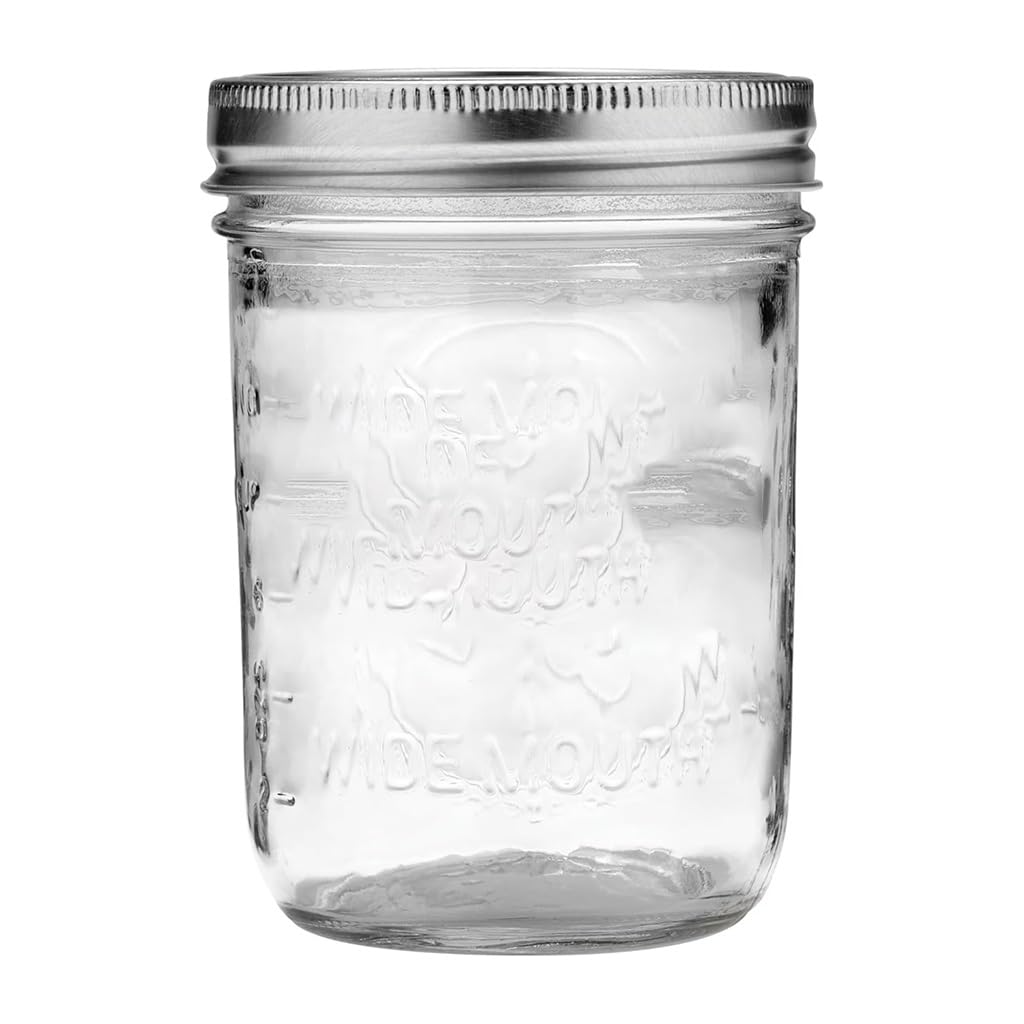 16oz Wide Mouth Clear Glass Mason Jars with Lids & Bands B32472