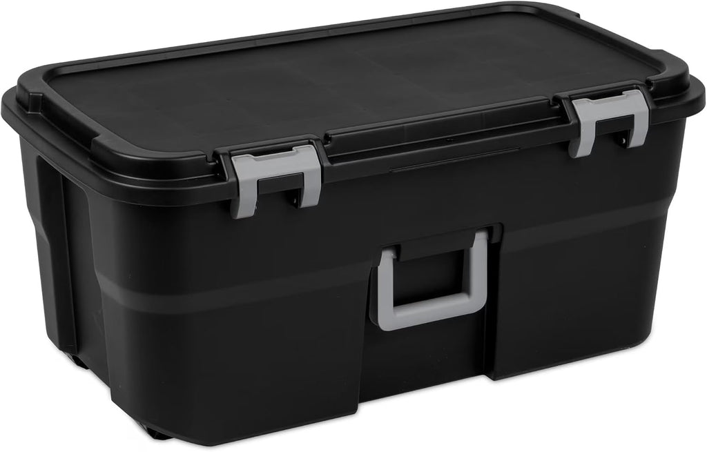 22 Gallon Lockable Black Plastic Storage Trunk V9882