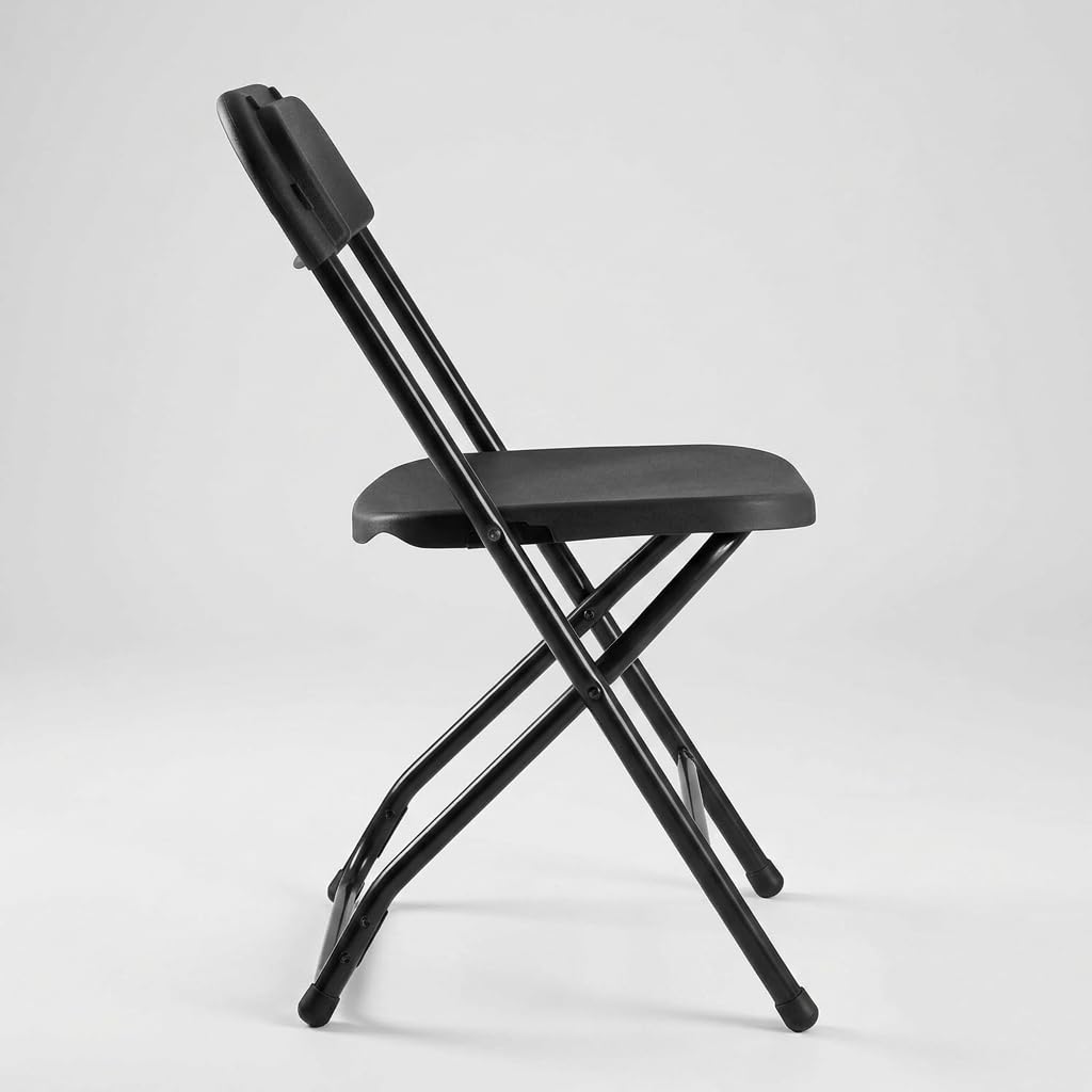 Folding Chairs Set of 10, 330lbs Heavy Duty Plastic Stackable Chairs, Portable Foldable Indoor Outdoor Chairs for Party, Camping, Patio & Events, Black N64128