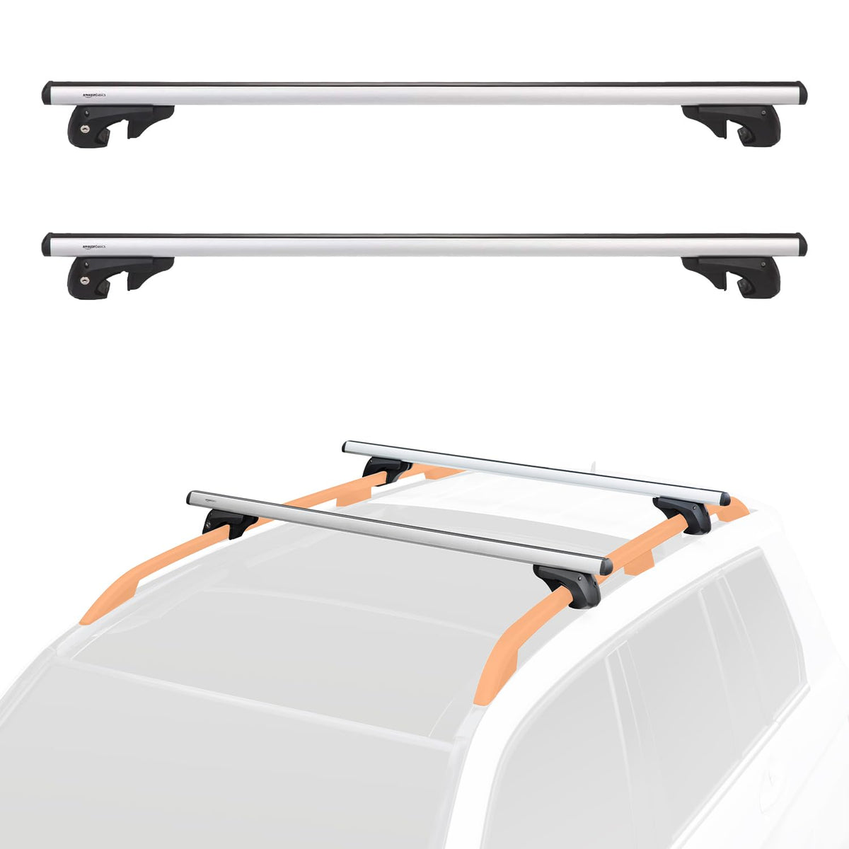 Black/Silver Cross Rail Roof Rack, 52 inches, Pack of 2 N944883