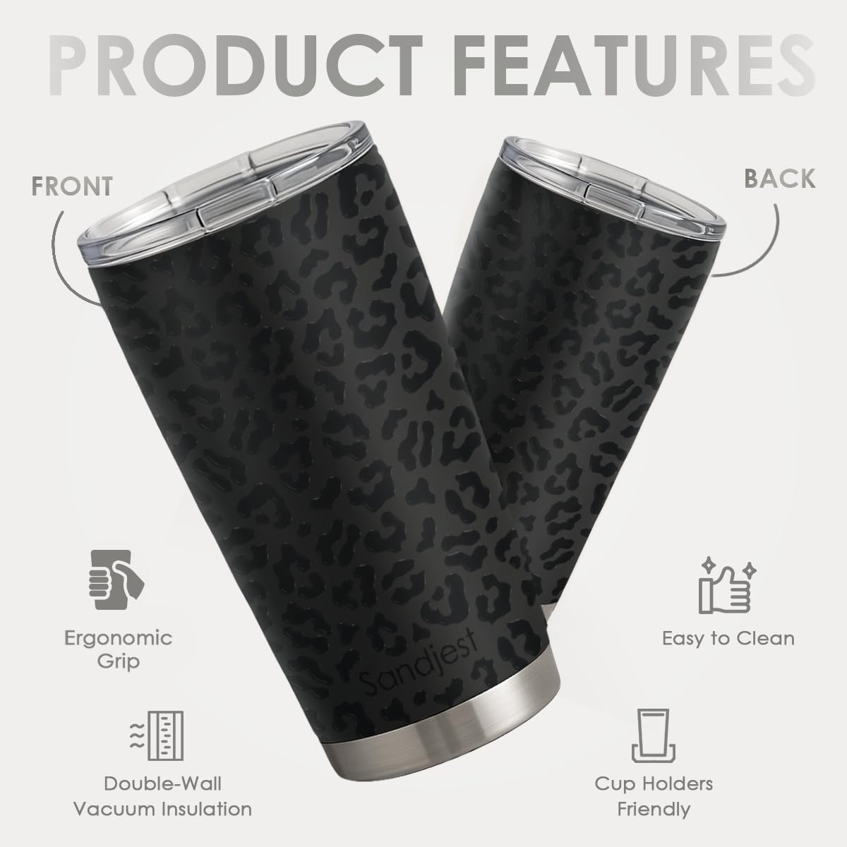 20oz Stainless Steel Insulated Leopard Print Tumbler T48731