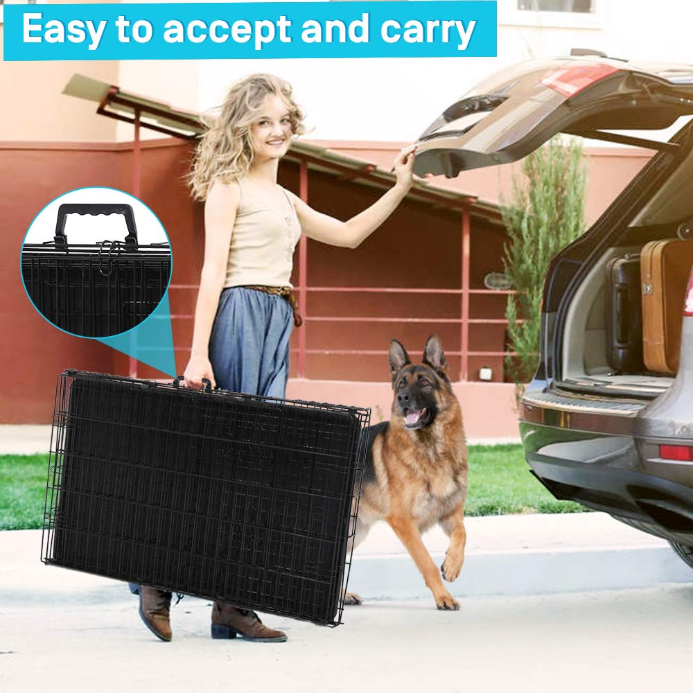 48 Inch Double-Door Dog Crate with Tray & Divider G230446
