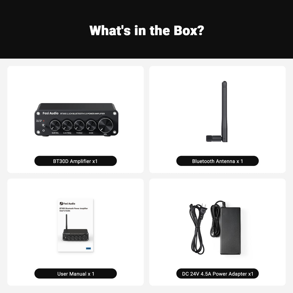 Bluetooth 5.0 Stereo Audio Receiver Amplifier 2.1 Channel Mini Hi-Fi Class D Integrated Amp O9079