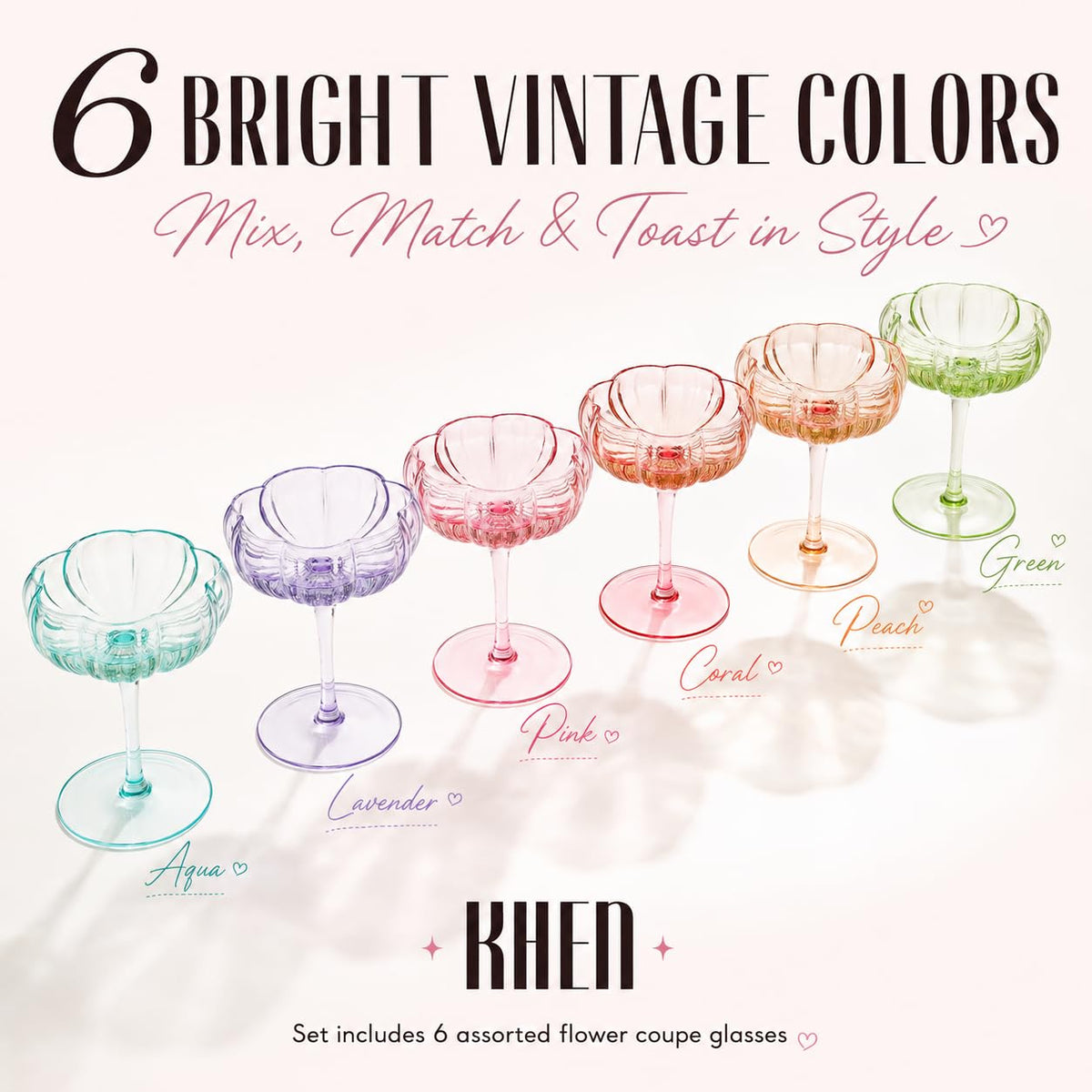 Vintage Wavy Glass Coupes Set of 6 Q5266