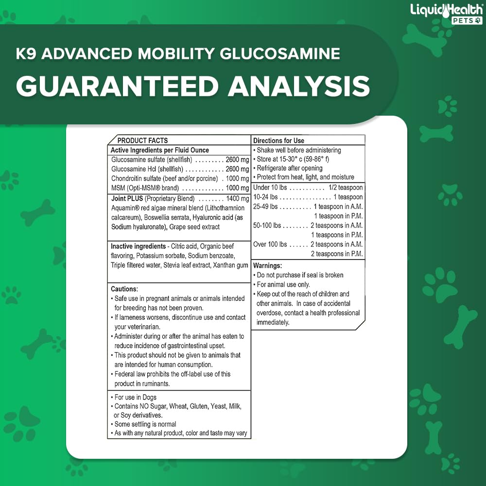 Liquid Glucosamine for Dogs with Chondroitin MSM 32 oz S907
