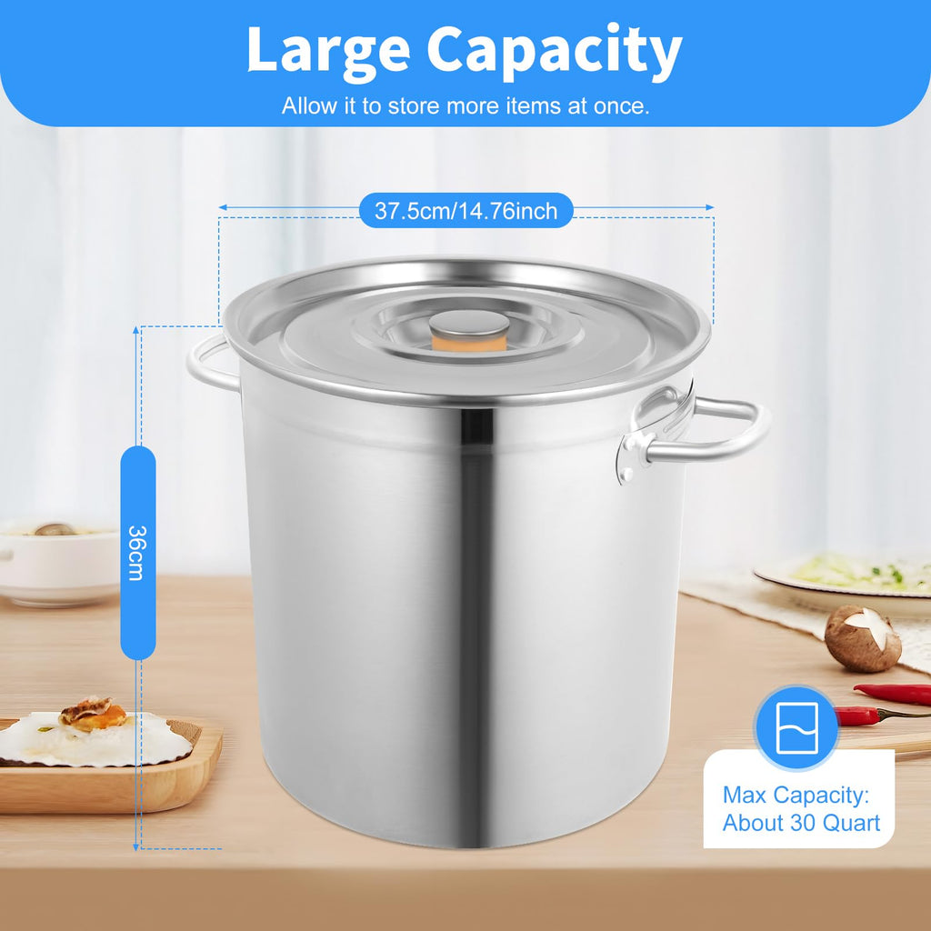 30 QT Stainless Steel Stock Pot with Lid W8012