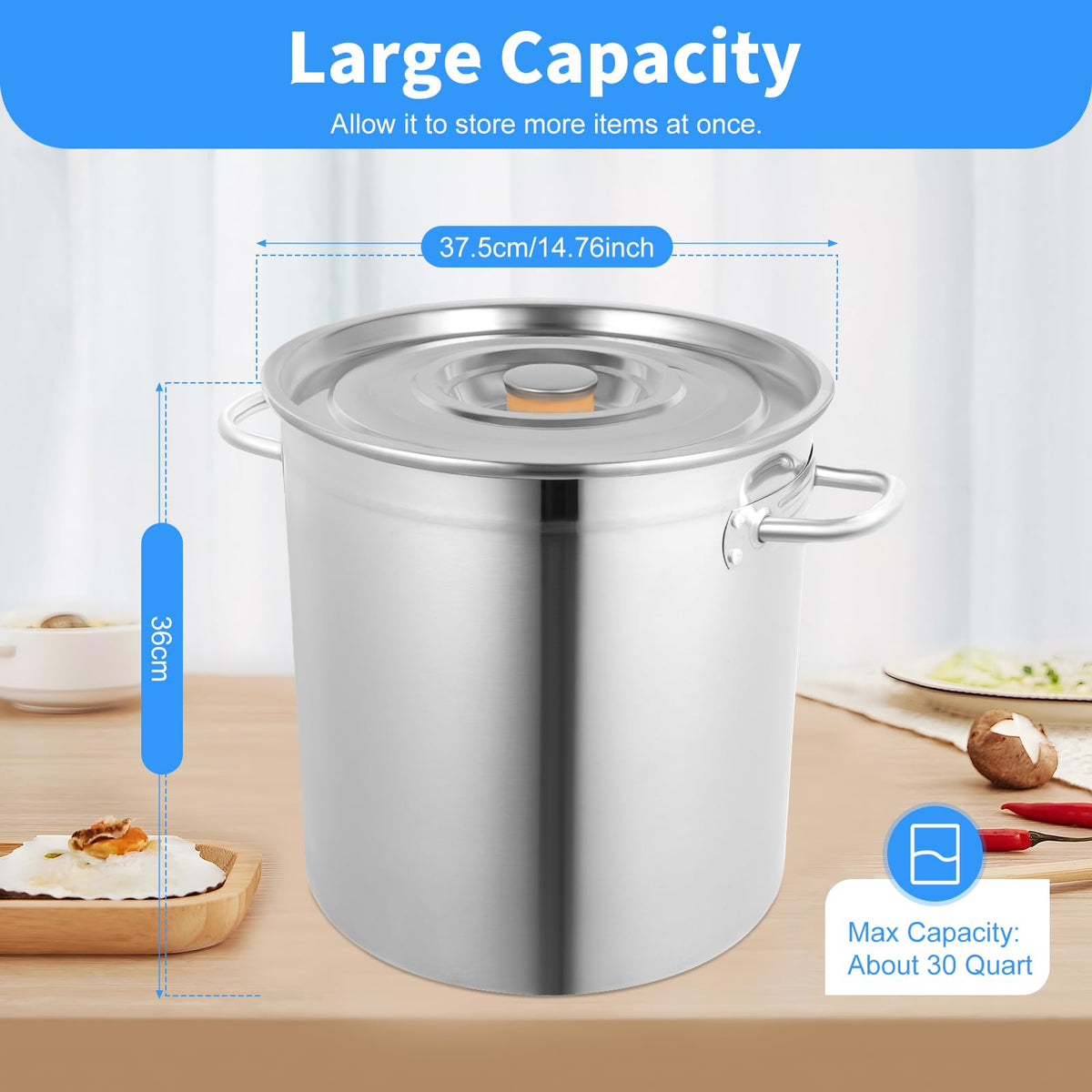 30 QT Stainless Steel Stock Pot with Lid W8012