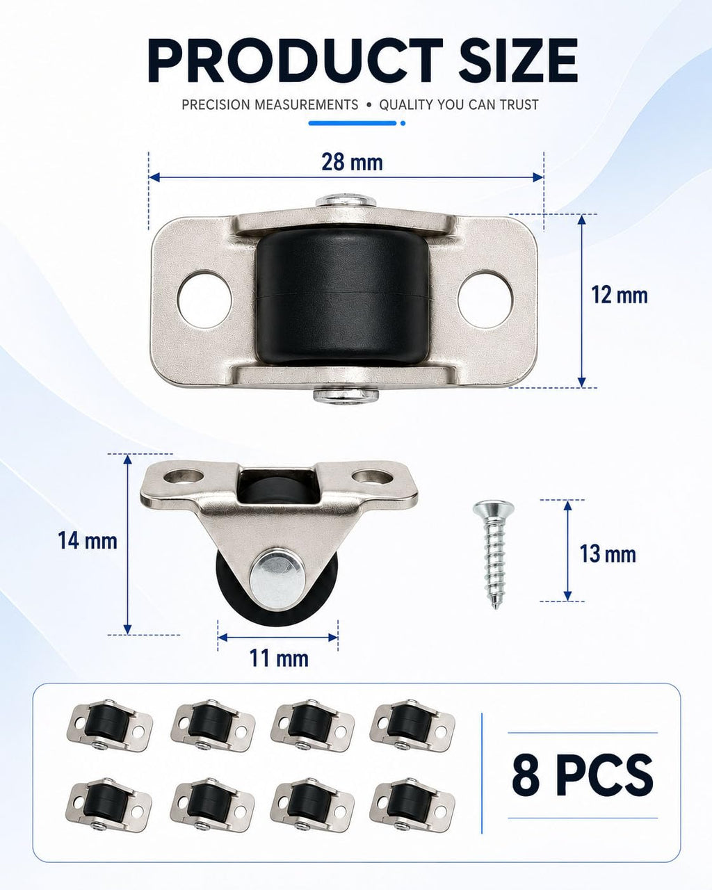 8 Pack 1/2 Inch Silent Rigid Caster Wheels J59568