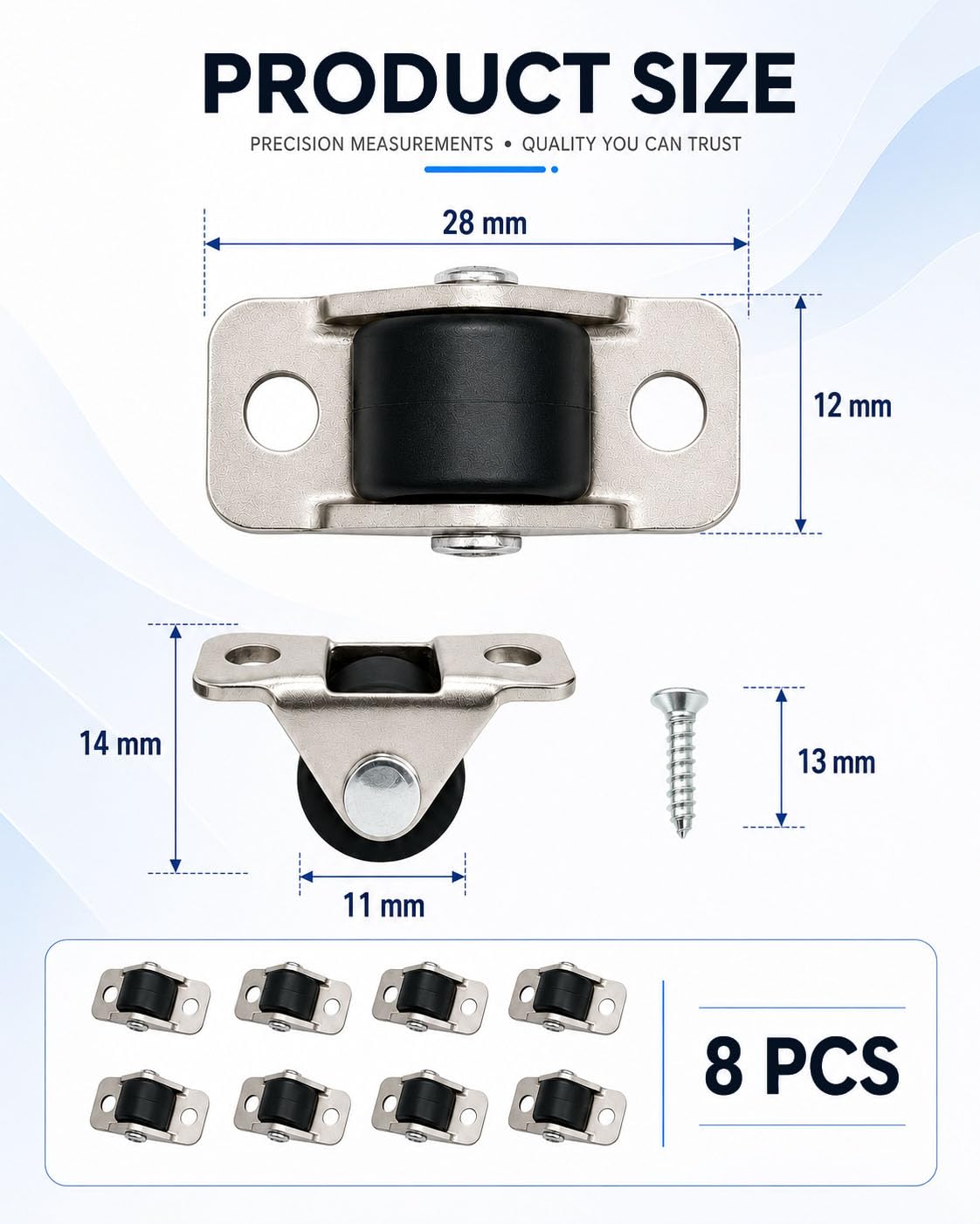 8 Pack 1/2 Inch Silent Rigid Caster Wheels J59568