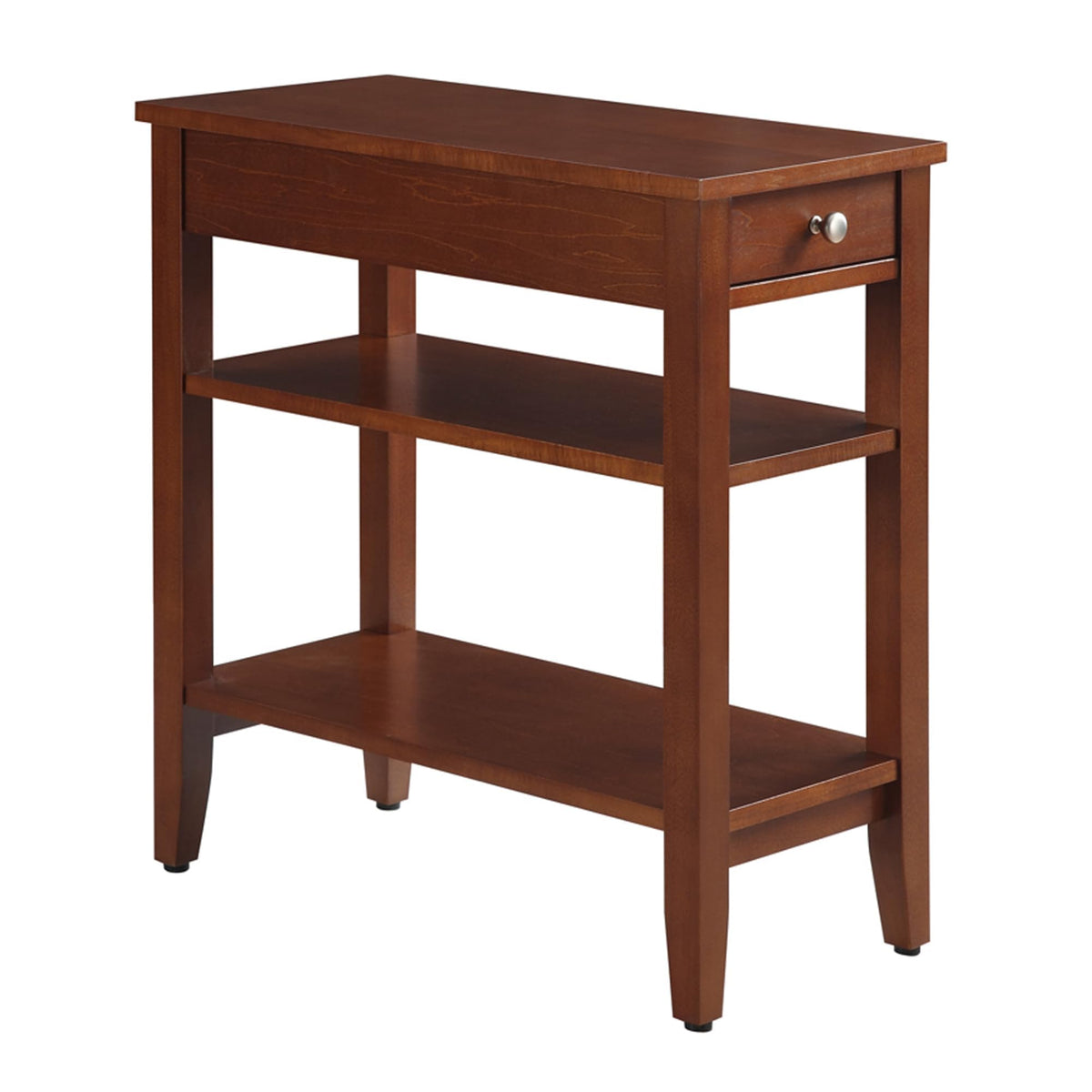 Cherry Chairside End Table with Storage Drawer & Shelves D335