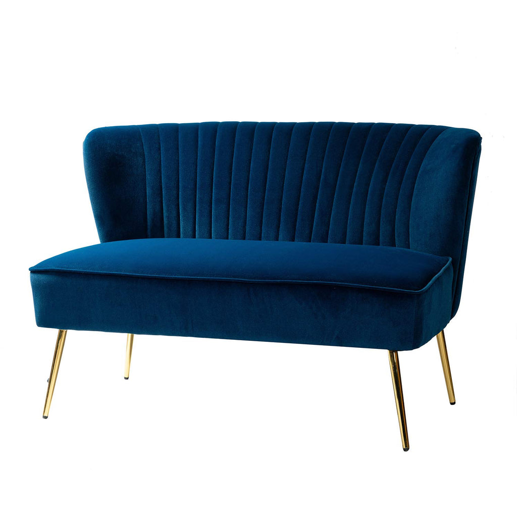 Navy Velvet Tufted Loveseat Sofa H5171