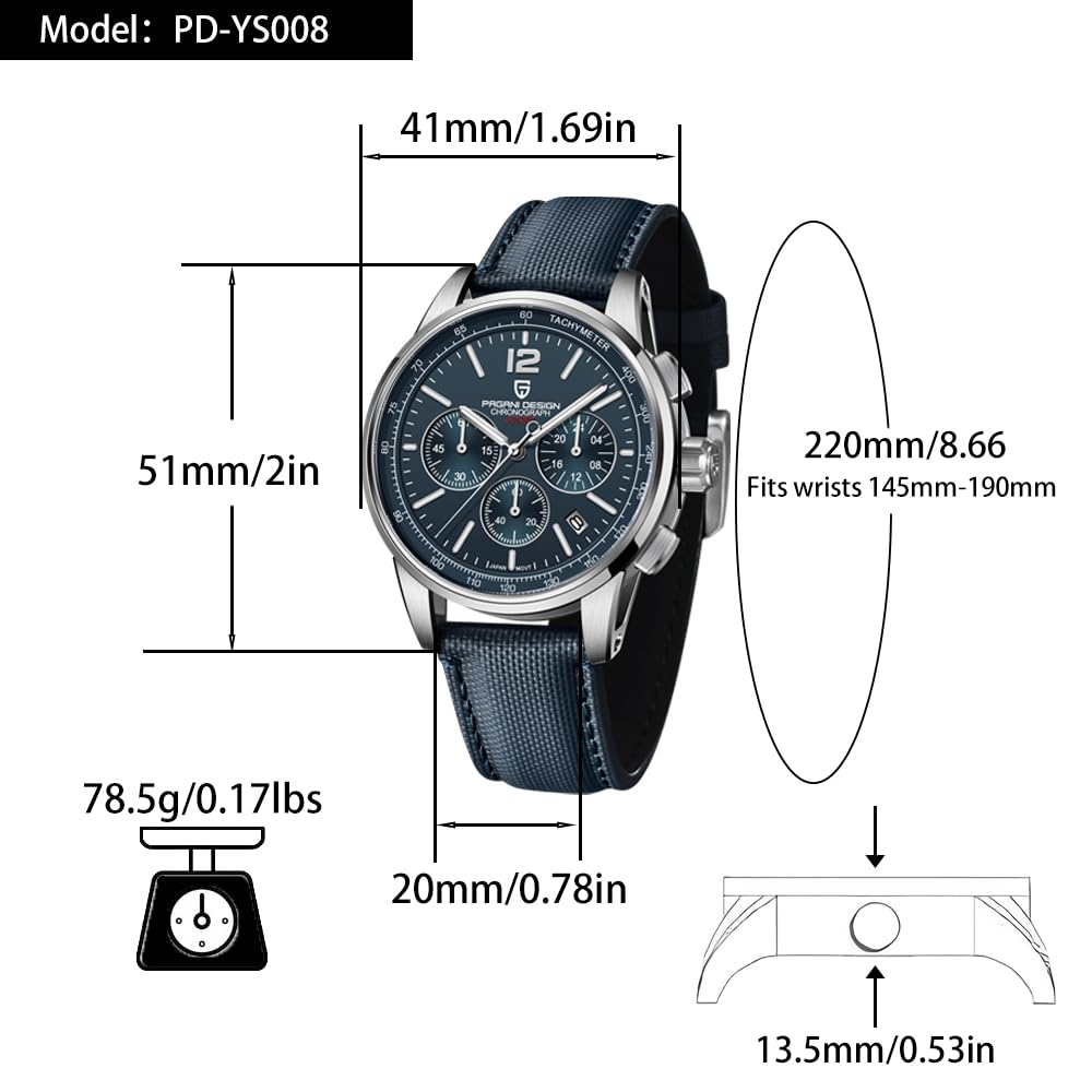 Men's Quartz Chronograph Watch, 100M Water Resistant Stainless Steel, Sapphire Glass, Nylon Strap P269645