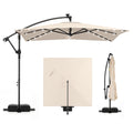 8x8 FT Solar Square Offset Cantilever Umbrella with Base V386