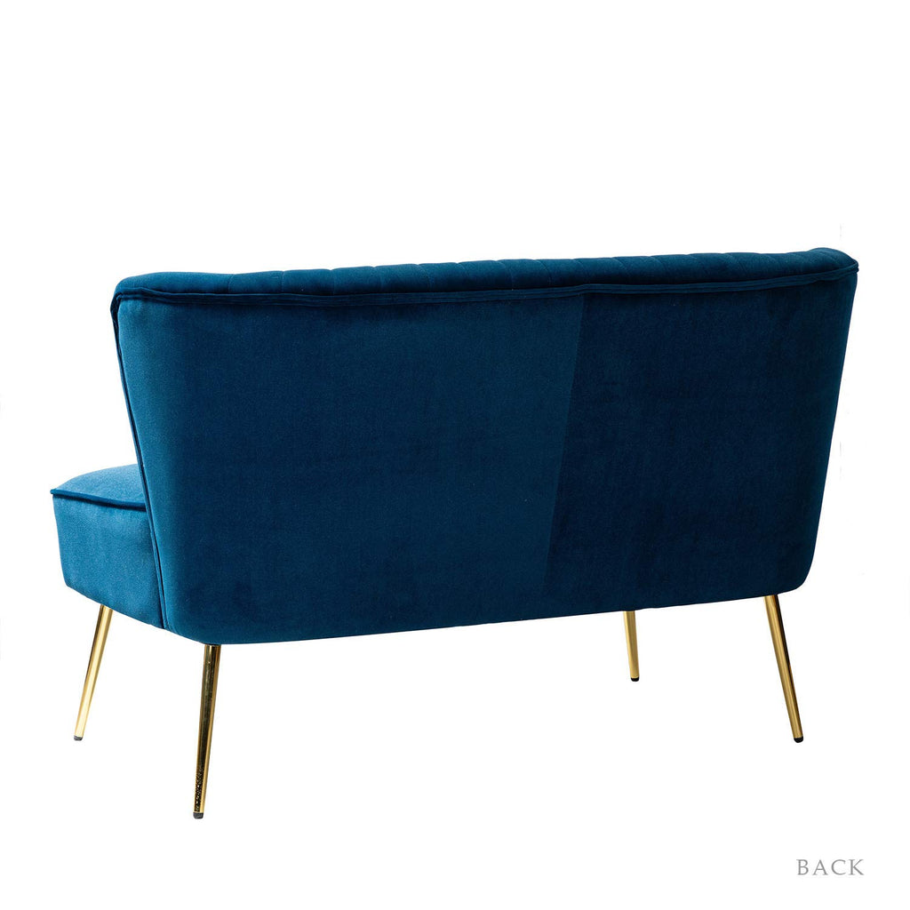 Navy Velvet Tufted Loveseat Sofa H5171