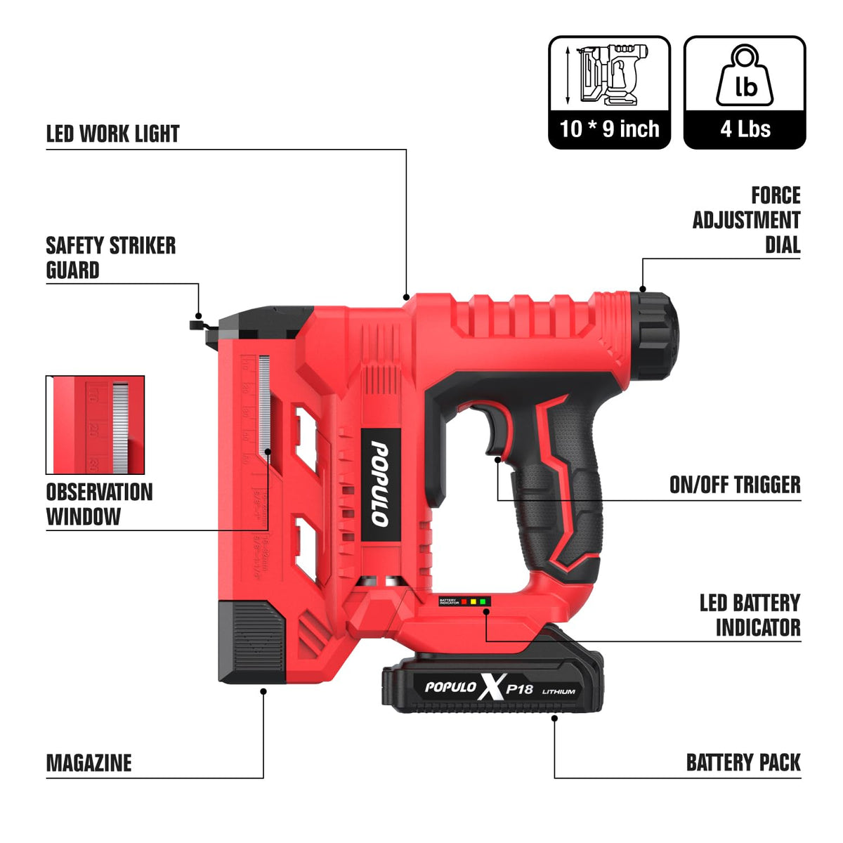20V Cordless 18 Gauge 2 In 1 Brad Nailer Stapler Z147
