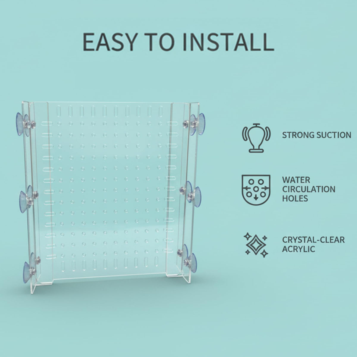 Acrylic Aquarium Divider with Suction Cups O700