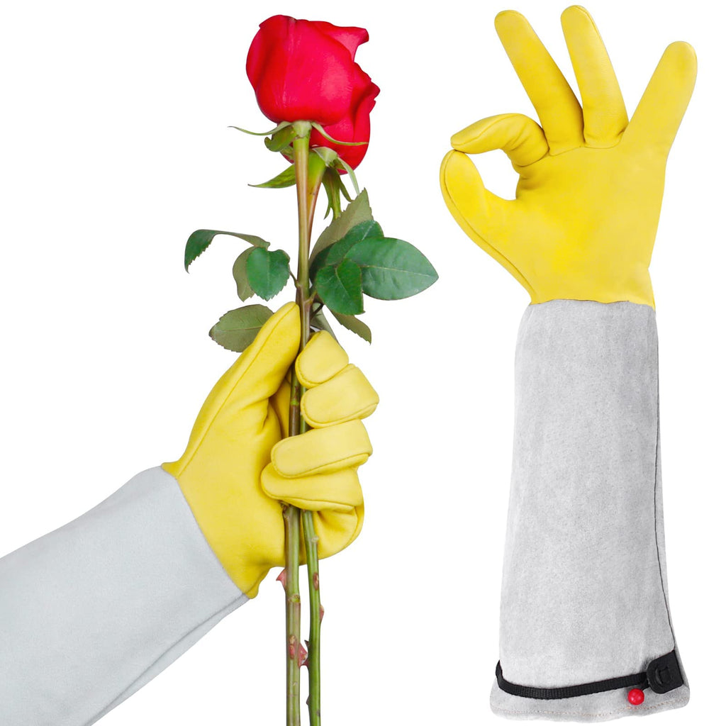 Long Leather Gardening Gloves with Adjustable Cuff T28483