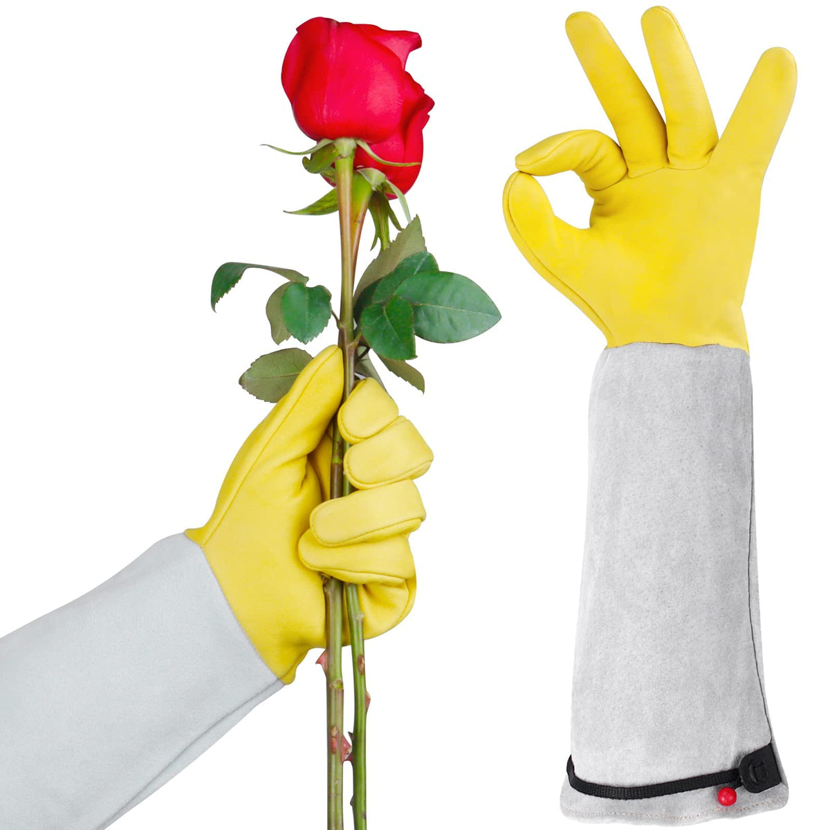 Long Leather Gardening Gloves with Adjustable Cuff T28483