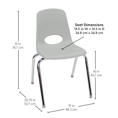 18" Light Gray School Stack Chair H709