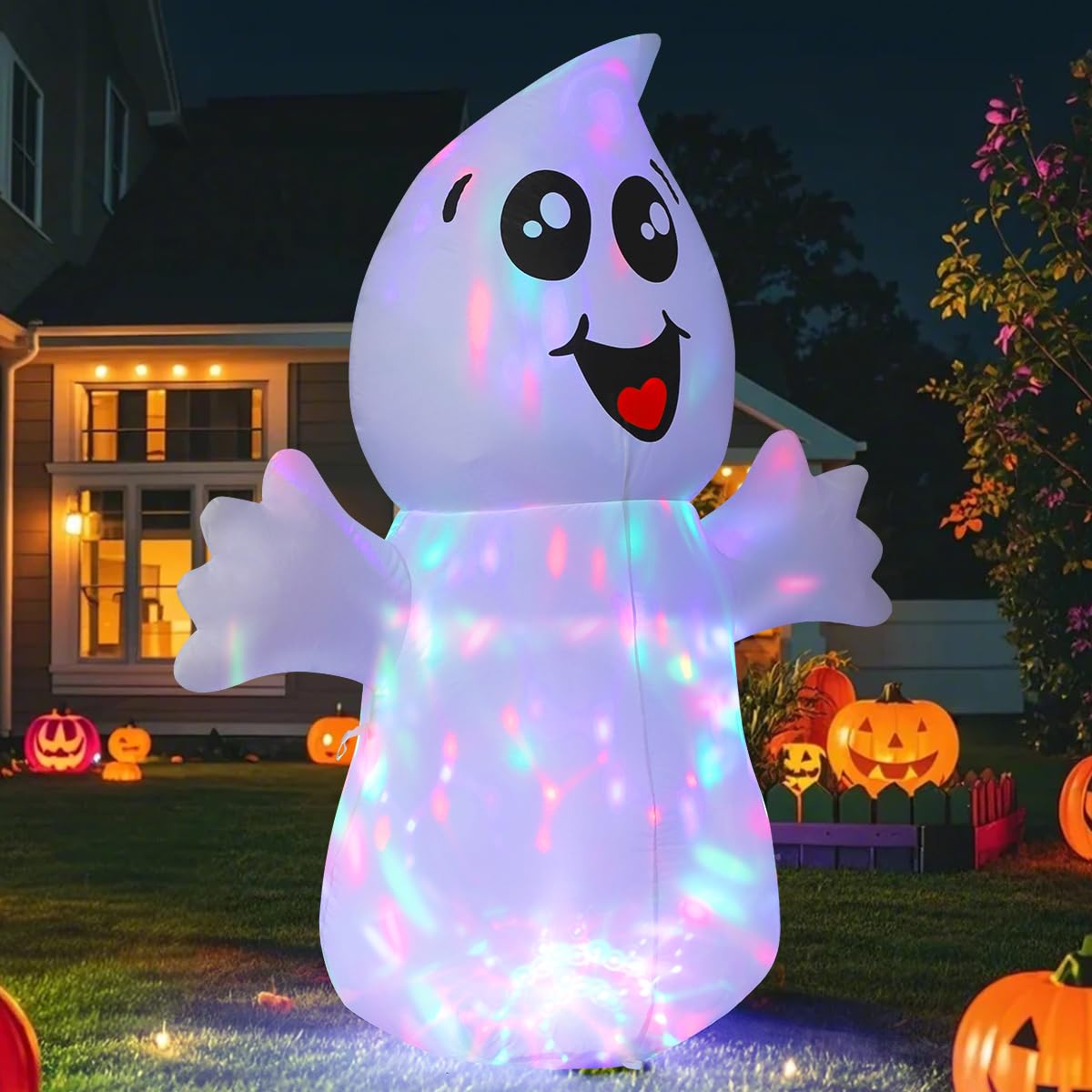 5 FT Inflatable Ghost Outdoor Decoration with Built-in LEDs Y84317