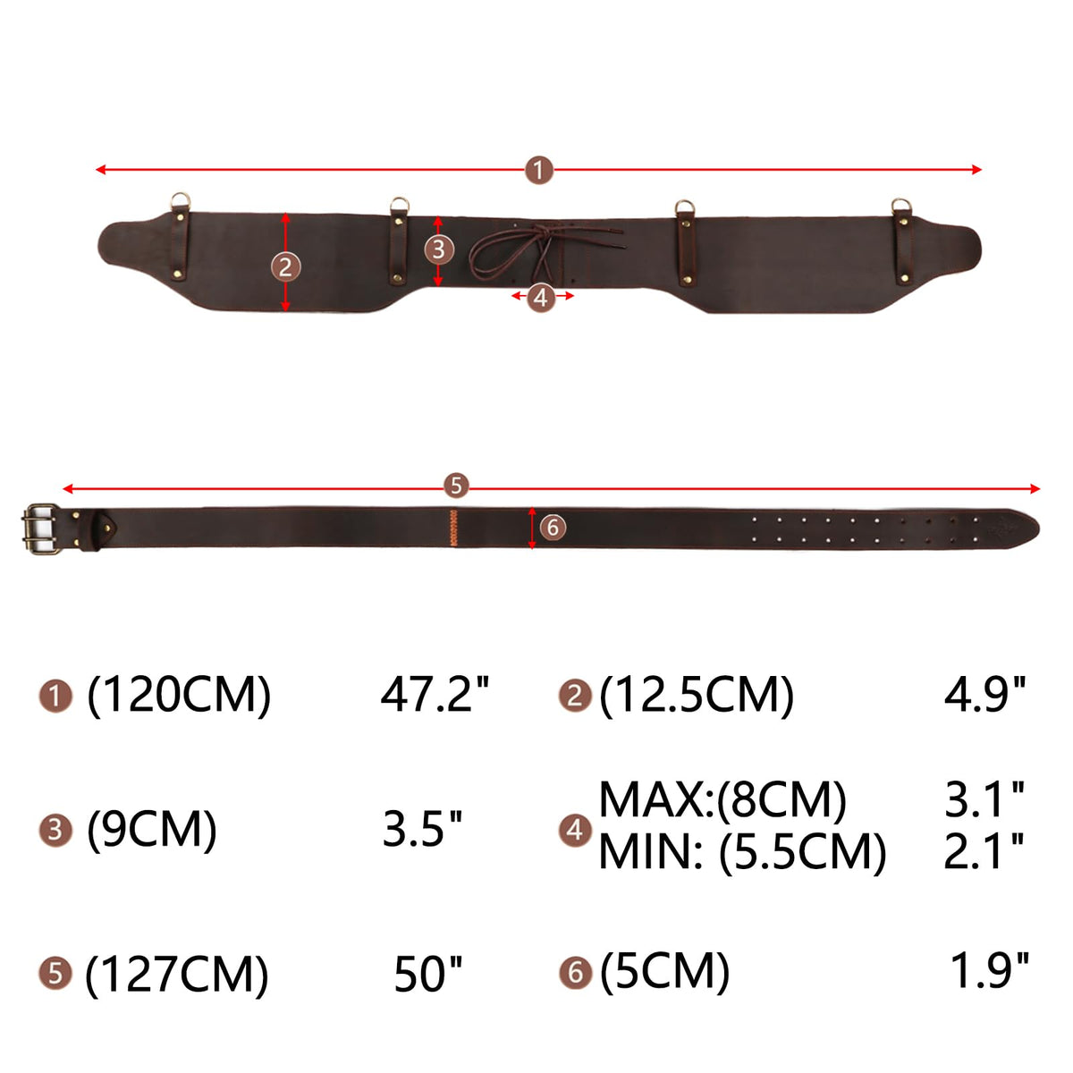 Leather Padded Tool Belt with Suspenders L6400