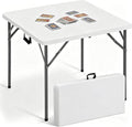 34'' White Folding Card Table with Handle & Steel Legs Z148