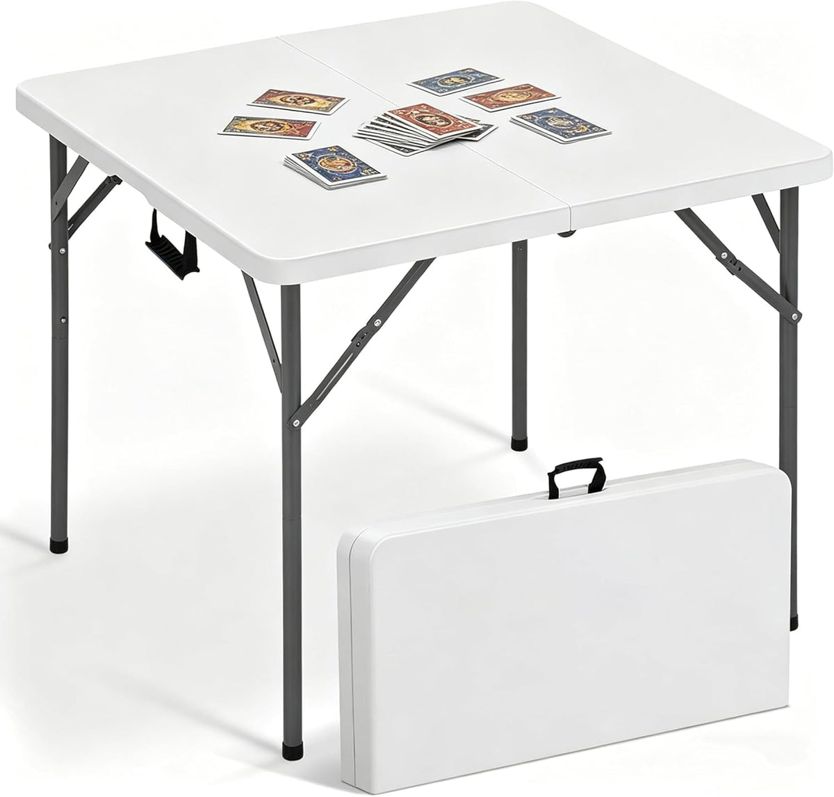 34'' White Folding Card Table with Handle & Steel Legs Z148