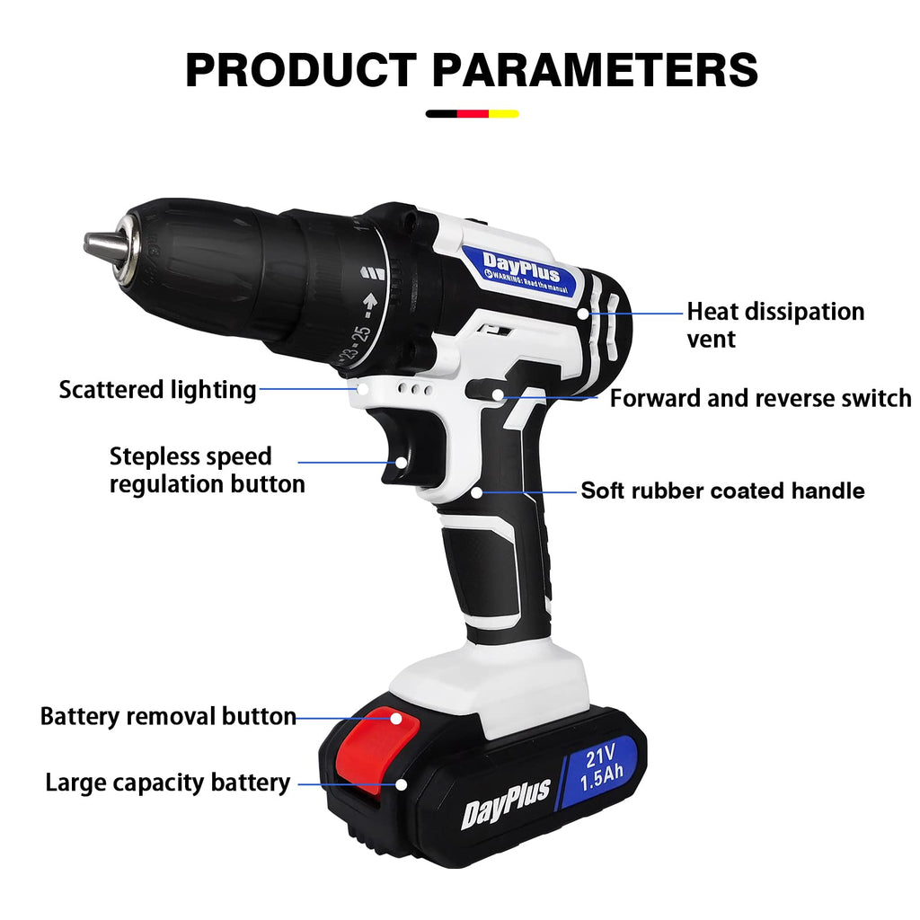 21V Cordless Drill Set with Battery and Fast Charger U690128