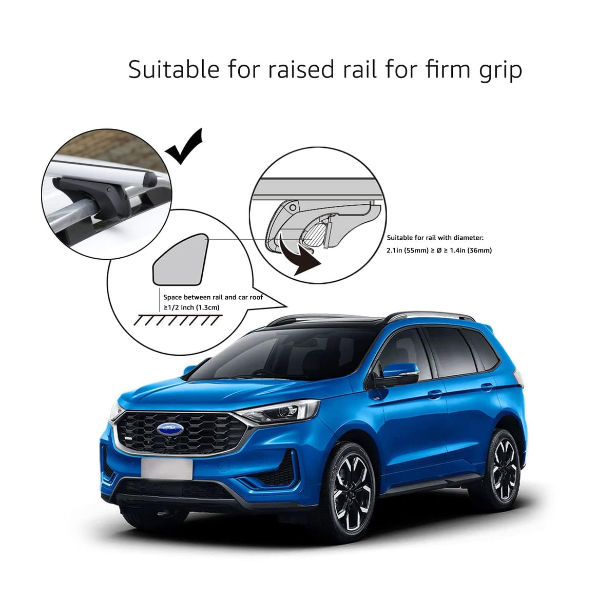 Black/Silver Cross Rail Roof Rack, 52 inches, Pack of 2 N944883