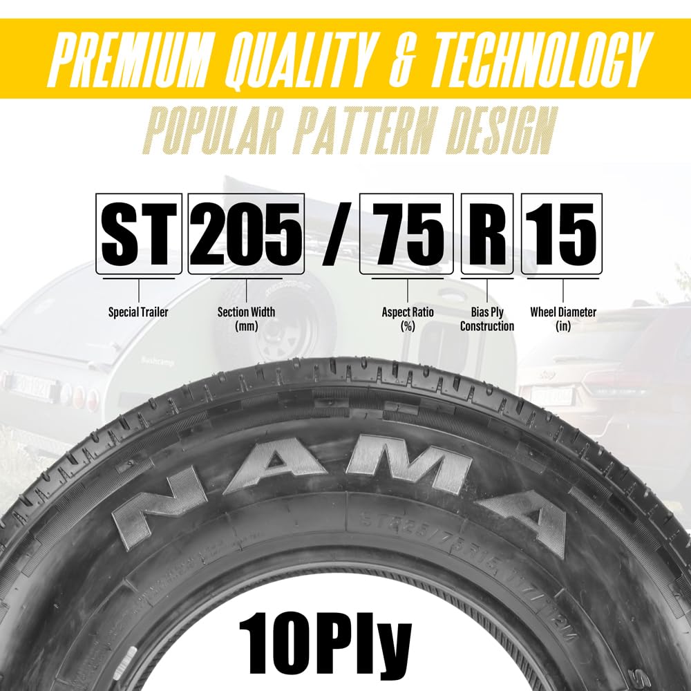 Set of 4 ST205/75R15 10 Ply Trailer Tires C425