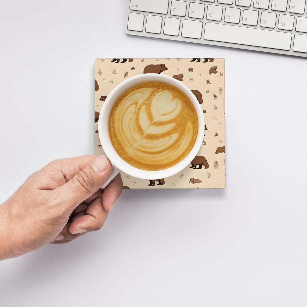 Square Cartoon Bear Ceramic Coasters Set of 6 D495568
