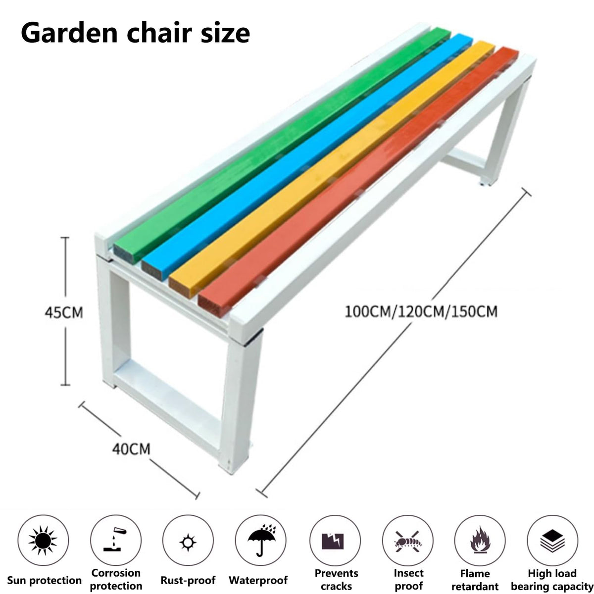 Cast Iron Outdoor Bench Carbonized Finish 150x40x45cm H4622