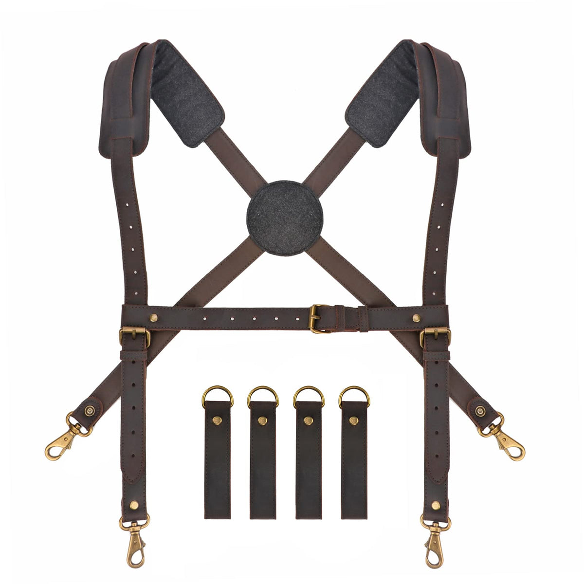 Leather Padded Tool Belt with Suspenders L6400