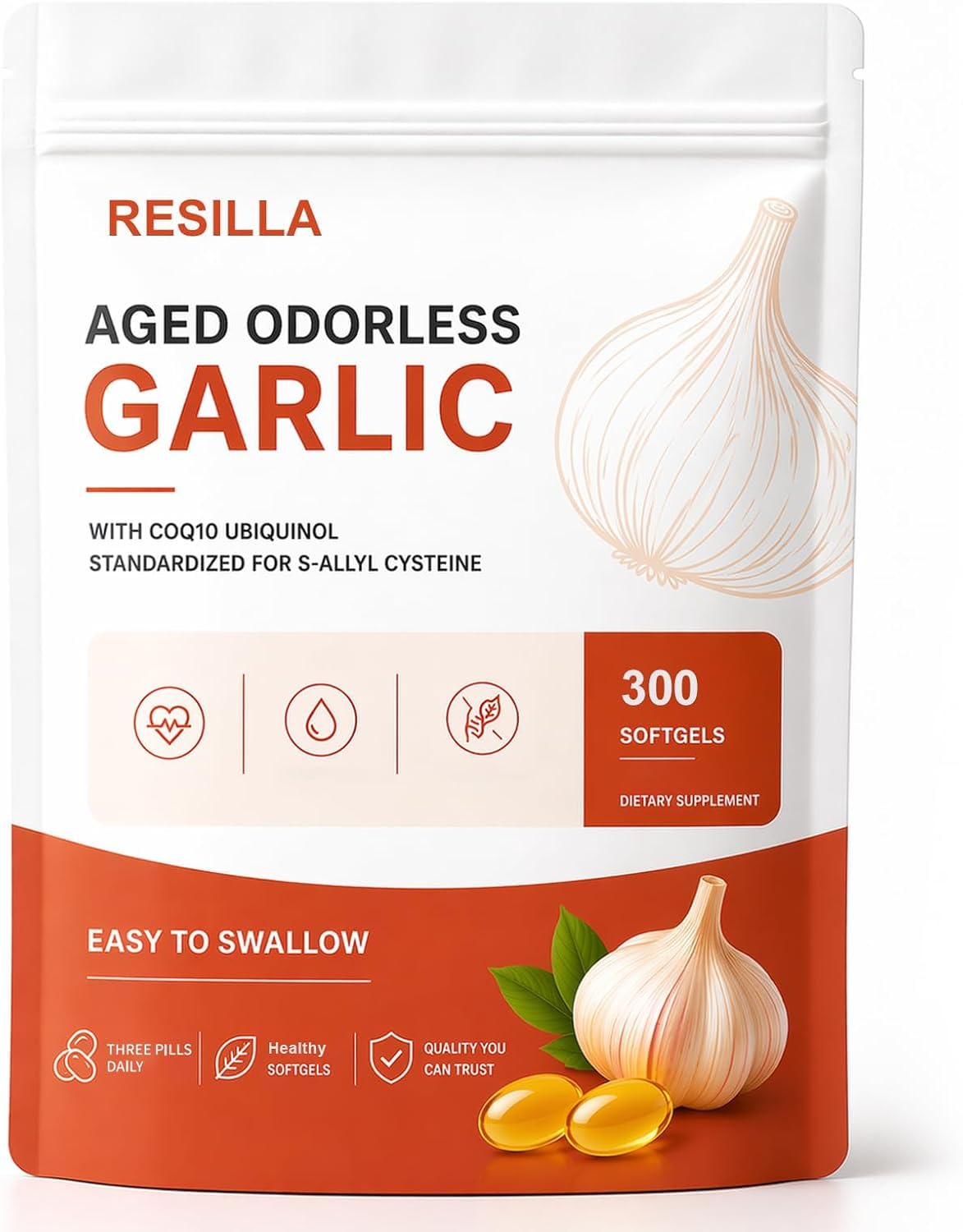 Odorless Aged Garlic Softgels, 300 Softgels B5670