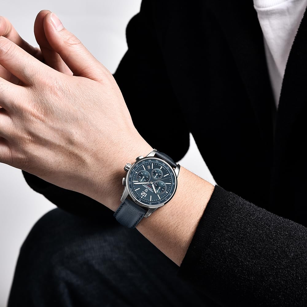 Men's Quartz Chronograph Watch, 100M Water Resistant Stainless Steel, Sapphire Glass, Nylon Strap P269645