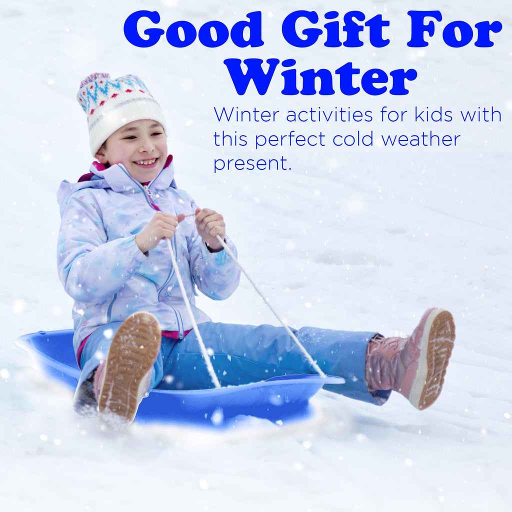 Kids Plastic Toboggan Snow Sled with Pull Rope 2 Pack O2310