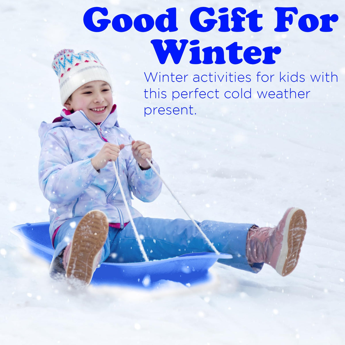 Kids Plastic Toboggan Snow Sled with Pull Rope 2 Pack O2310