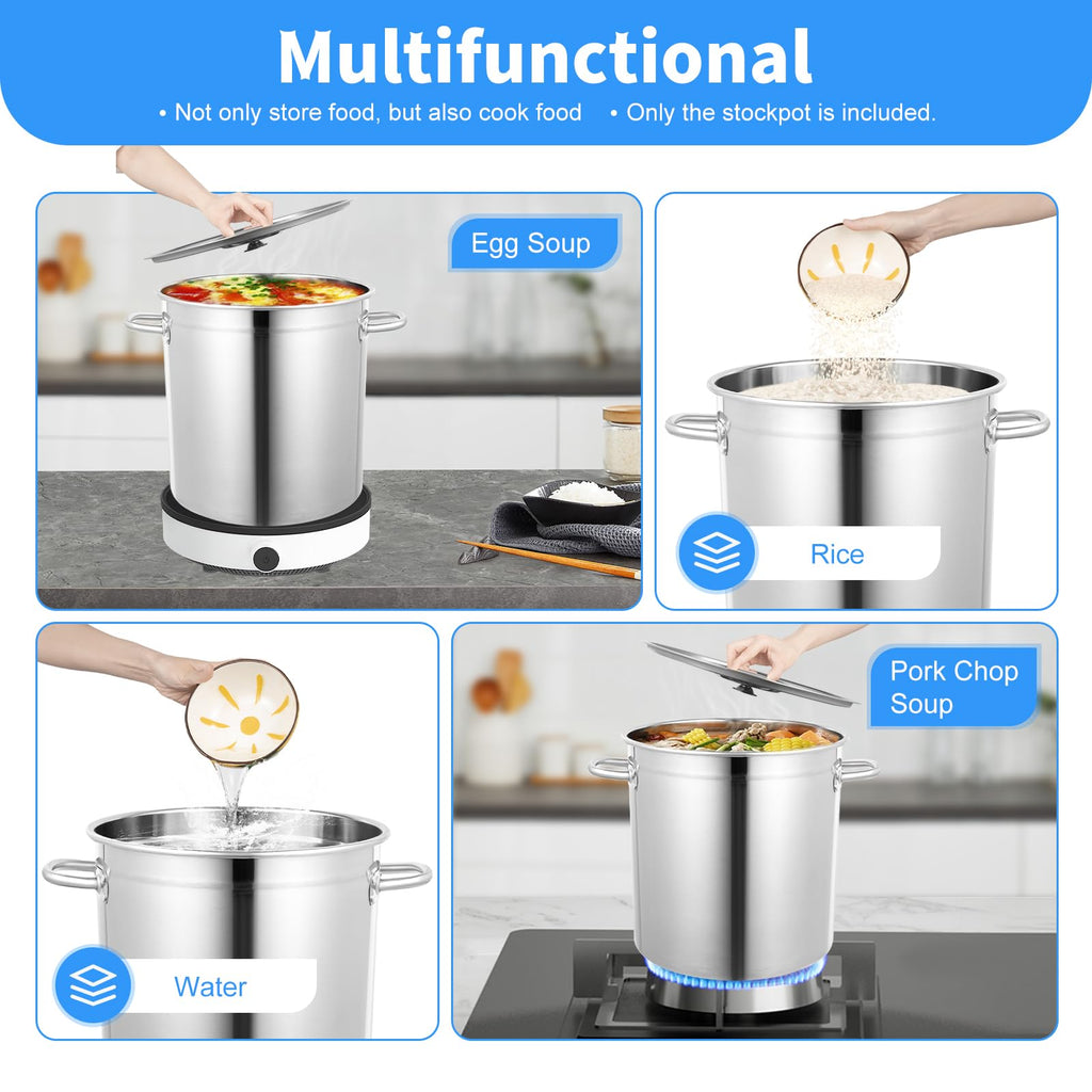 30 QT Stainless Steel Stock Pot with Lid W8012