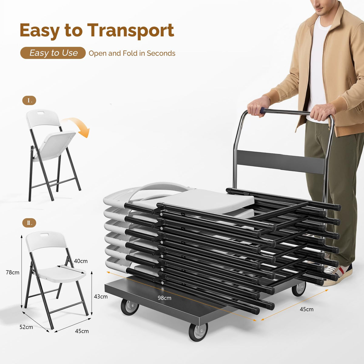 White Plastic Folding Chairs 10-Pack S9327