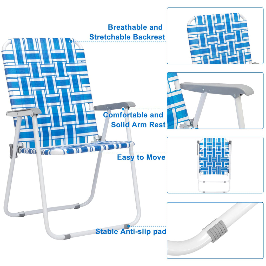 Set of 2 Blue & White Webbed Folding Chairs A9139