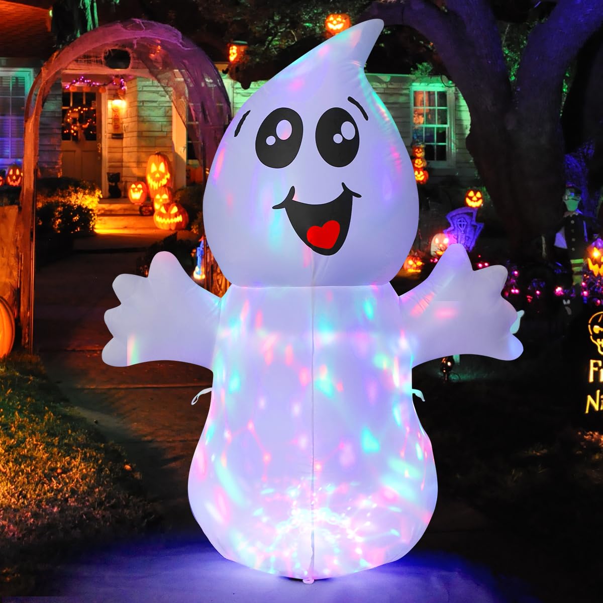 5 FT Inflatable Ghost Outdoor Decoration with Built-in LEDs Y84317