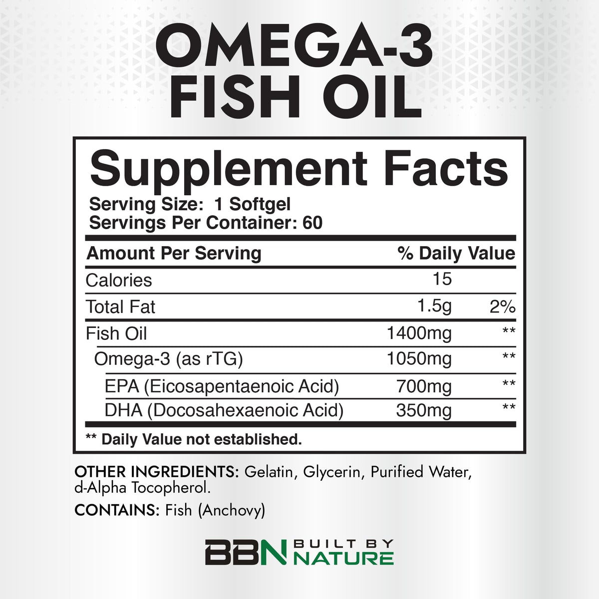 Omega 3 Fish Oil 1400 mg 60 Softgels I293299