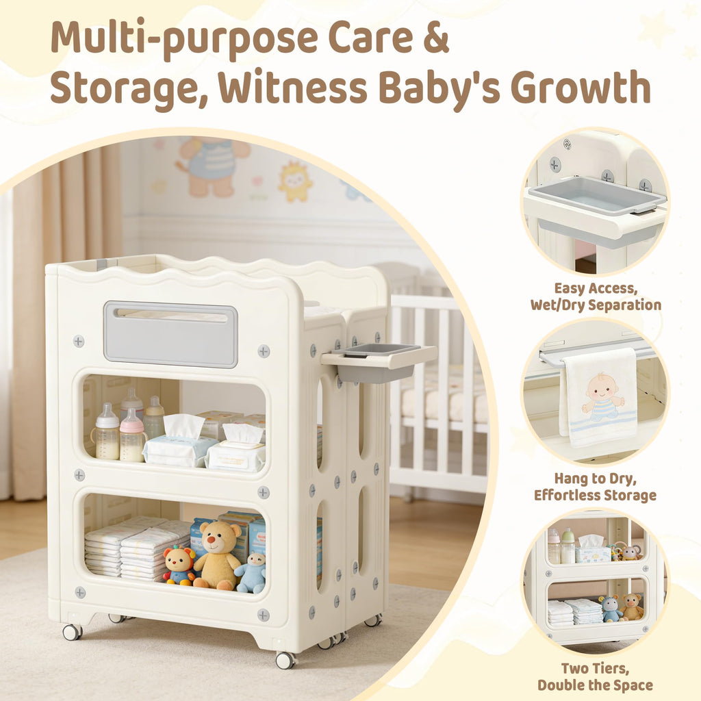 Foldable Portable Baby Changing Table with Storage Baskets H860